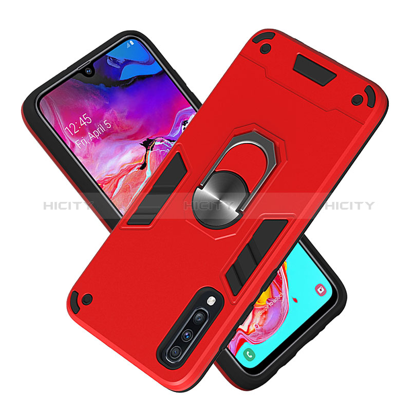 Custodia Silicone e Plastica Opaca Cover con Magnetico Anello Supporto Y01B per Samsung Galaxy A70