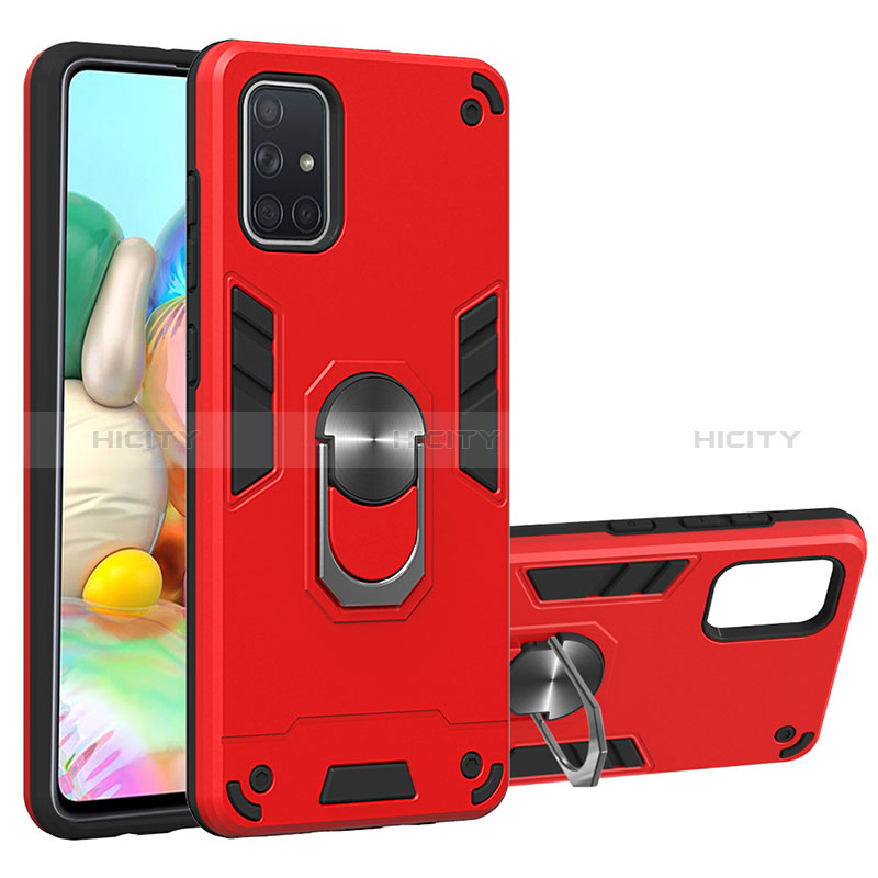 Custodia Silicone e Plastica Opaca Cover con Magnetico Anello Supporto Y01B per Samsung Galaxy A71 5G