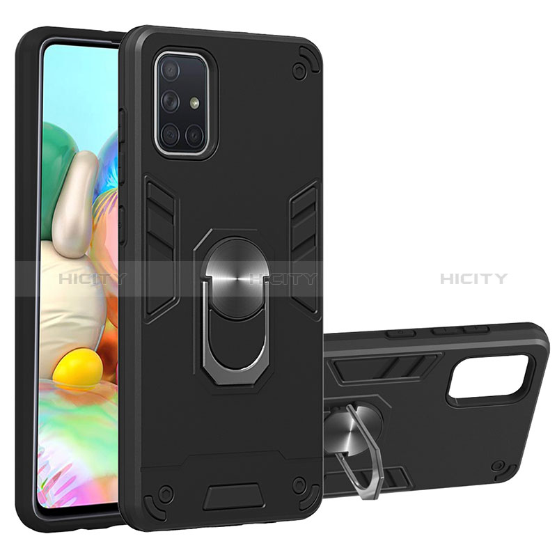 Custodia Silicone e Plastica Opaca Cover con Magnetico Anello Supporto Y01B per Samsung Galaxy A71 5G