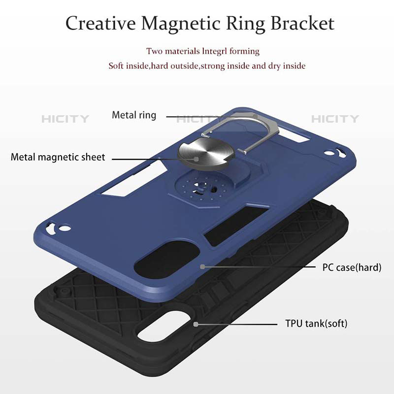 Custodia Silicone e Plastica Opaca Cover con Magnetico Anello Supporto Y01B per Samsung Galaxy M02