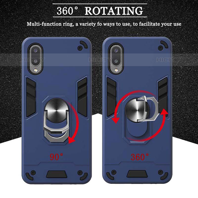 Custodia Silicone e Plastica Opaca Cover con Magnetico Anello Supporto Y01B per Samsung Galaxy M02