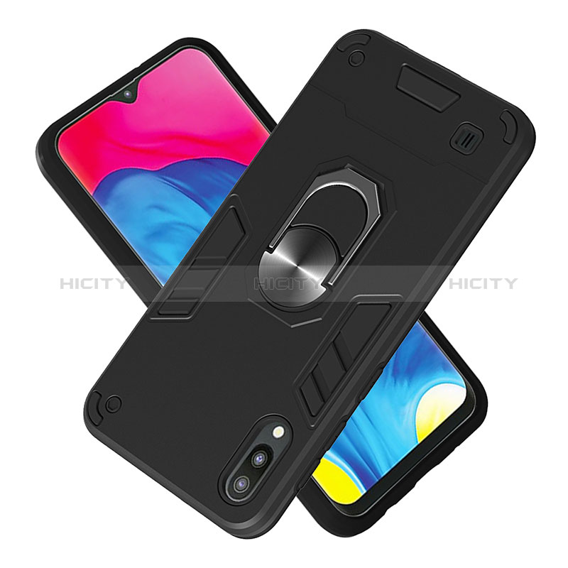 Custodia Silicone e Plastica Opaca Cover con Magnetico Anello Supporto Y01B per Samsung Galaxy M10