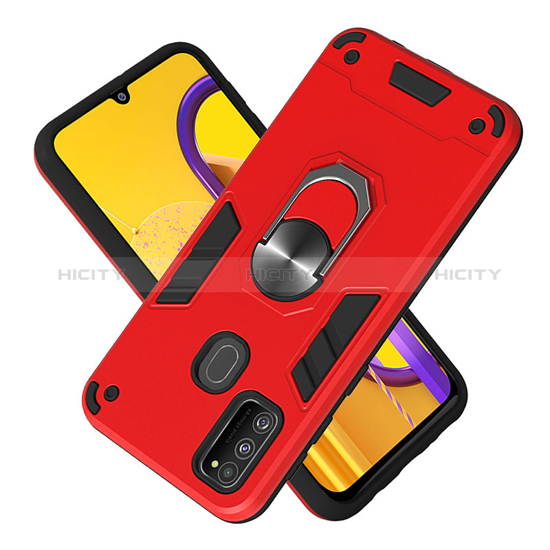 Custodia Silicone e Plastica Opaca Cover con Magnetico Anello Supporto Y01B per Samsung Galaxy M30s