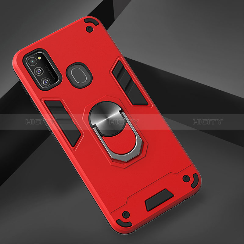 Custodia Silicone e Plastica Opaca Cover con Magnetico Anello Supporto Y01B per Samsung Galaxy M30s