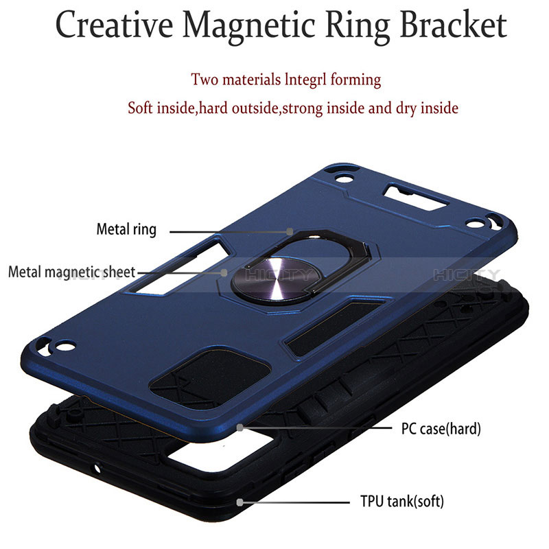 Custodia Silicone e Plastica Opaca Cover con Magnetico Anello Supporto Y01B per Samsung Galaxy M40S