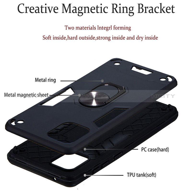 Custodia Silicone e Plastica Opaca Cover con Magnetico Anello Supporto Y01B per Samsung Galaxy M60s