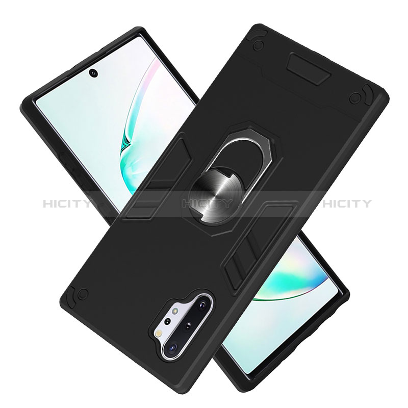 Custodia Silicone e Plastica Opaca Cover con Magnetico Anello Supporto Y01B per Samsung Galaxy Note 10 Plus 5G