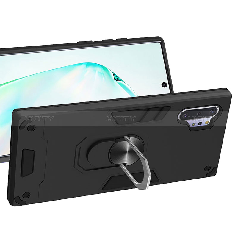 Custodia Silicone e Plastica Opaca Cover con Magnetico Anello Supporto Y01B per Samsung Galaxy Note 10 Plus 5G