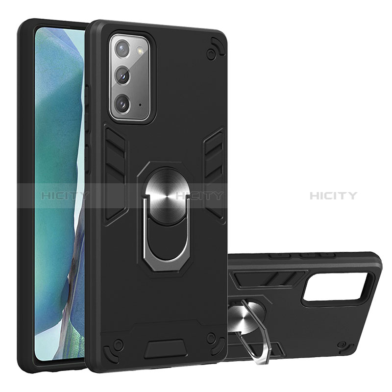 Custodia Silicone e Plastica Opaca Cover con Magnetico Anello Supporto Y01B per Samsung Galaxy Note 20 5G
