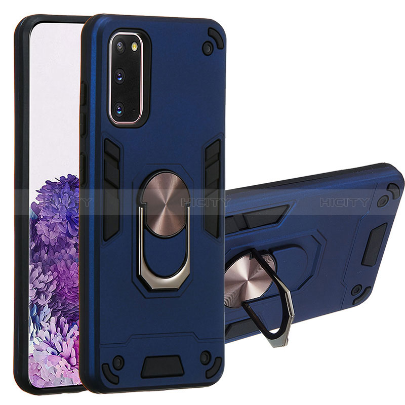Custodia Silicone e Plastica Opaca Cover con Magnetico Anello Supporto Y01B per Samsung Galaxy S20 5G
