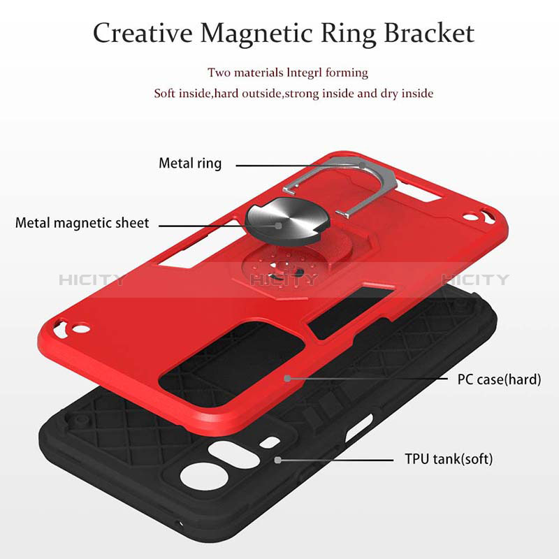 Custodia Silicone e Plastica Opaca Cover con Magnetico Anello Supporto Y01B per Vivo Y53s NFC