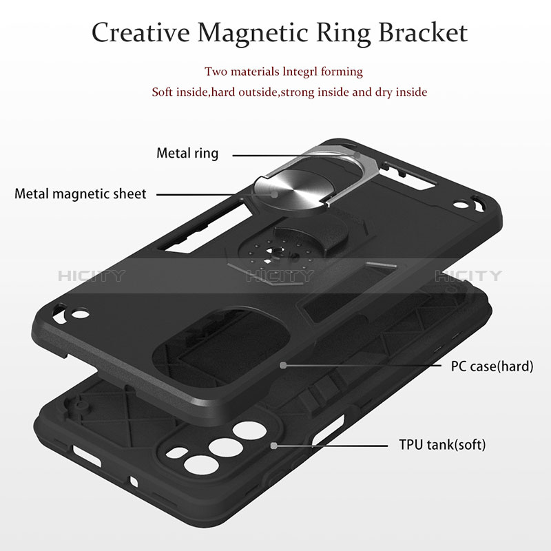 Custodia Silicone e Plastica Opaca Cover con Magnetico Anello Supporto YB1 per Motorola Moto G62 5G