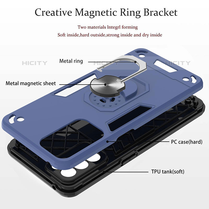 Custodia Silicone e Plastica Opaca Cover con Magnetico Anello Supporto YB1 per Oppo Reno6 5G