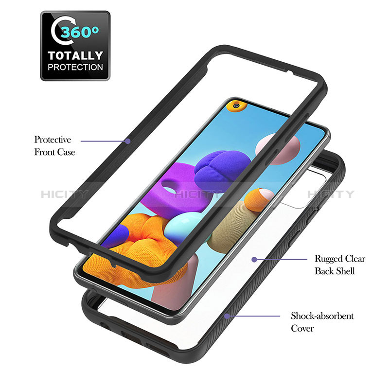 Custodia Silicone e Plastica Opaca Cover con Magnetico Anello Supporto YB1 per Samsung Galaxy A21s