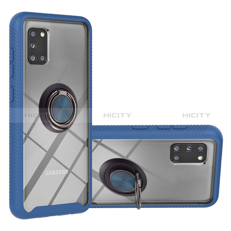 Custodia Silicone e Plastica Opaca Cover con Magnetico Anello Supporto YB1 per Samsung Galaxy A31