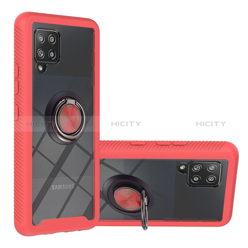Custodia Silicone e Plastica Opaca Cover con Magnetico Anello Supporto YB1 per Samsung Galaxy A42 5G Rosso