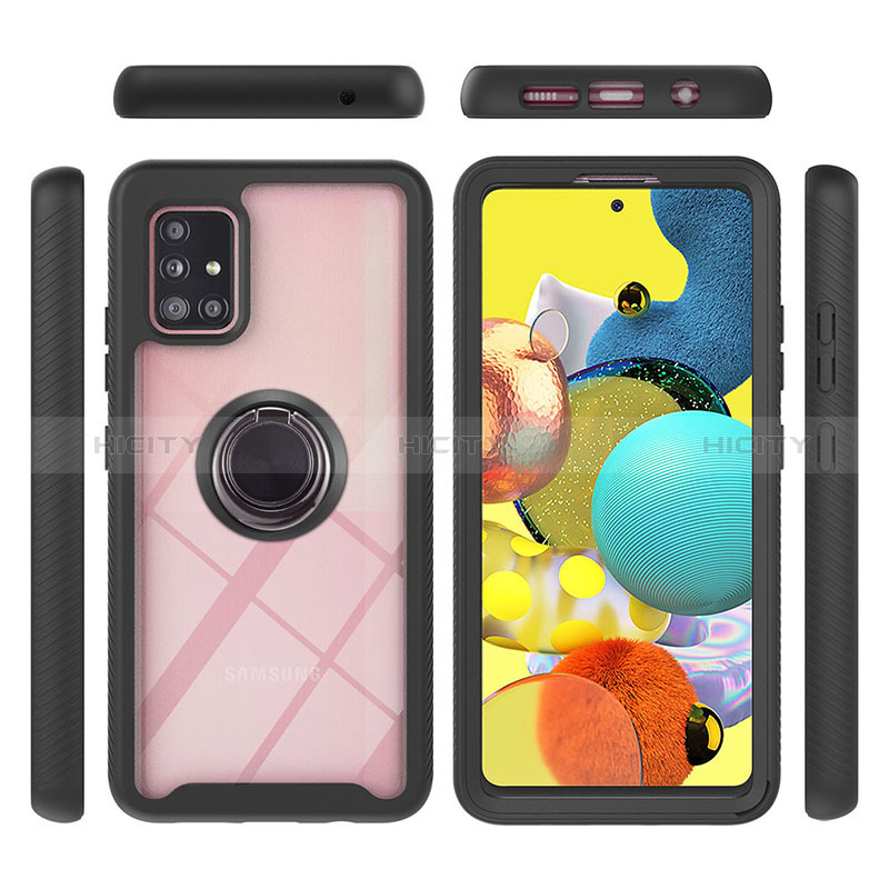 Custodia Silicone e Plastica Opaca Cover con Magnetico Anello Supporto YB1 per Samsung Galaxy A51 5G