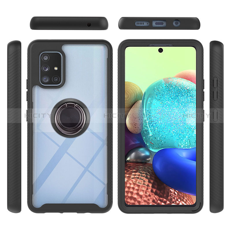 Custodia Silicone e Plastica Opaca Cover con Magnetico Anello Supporto YB1 per Samsung Galaxy A71 5G