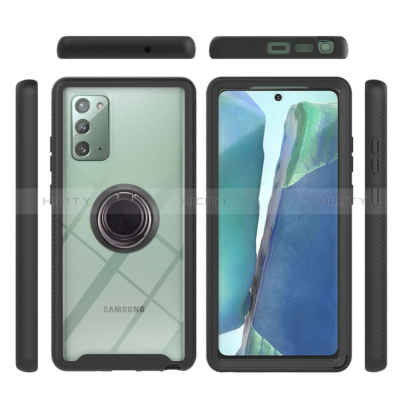 Custodia Silicone e Plastica Opaca Cover con Magnetico Anello Supporto YB1 per Samsung Galaxy Note 20 5G