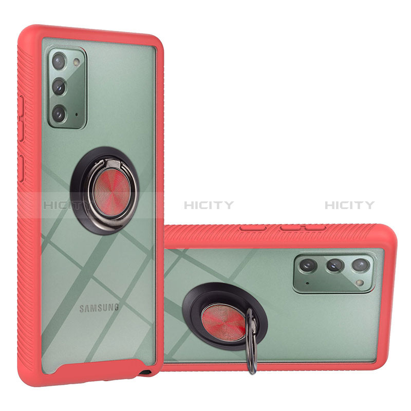 Custodia Silicone e Plastica Opaca Cover con Magnetico Anello Supporto YB1 per Samsung Galaxy Note 20 5G Rosso