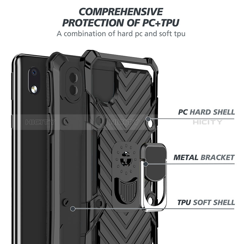 Custodia Silicone e Plastica Opaca Cover con Magnetico Anello Supporto YF1 per Samsung Galaxy A01 Core