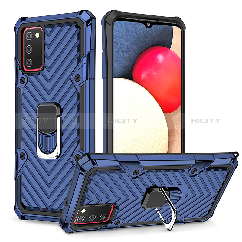 Custodia Silicone e Plastica Opaca Cover con Magnetico Anello Supporto YF1 per Samsung Galaxy A02s