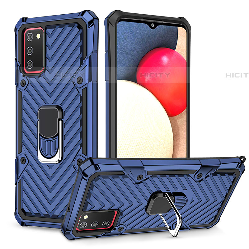 Custodia Silicone e Plastica Opaca Cover con Magnetico Anello Supporto YF1 per Samsung Galaxy A03s