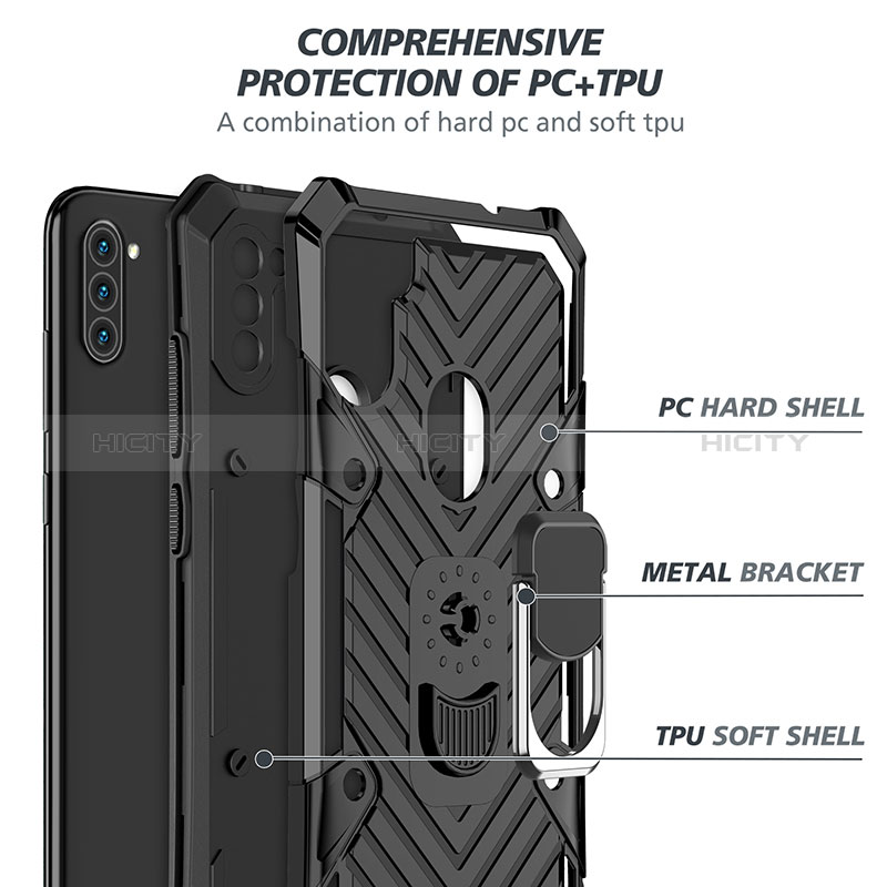 Custodia Silicone e Plastica Opaca Cover con Magnetico Anello Supporto YF1 per Samsung Galaxy A11