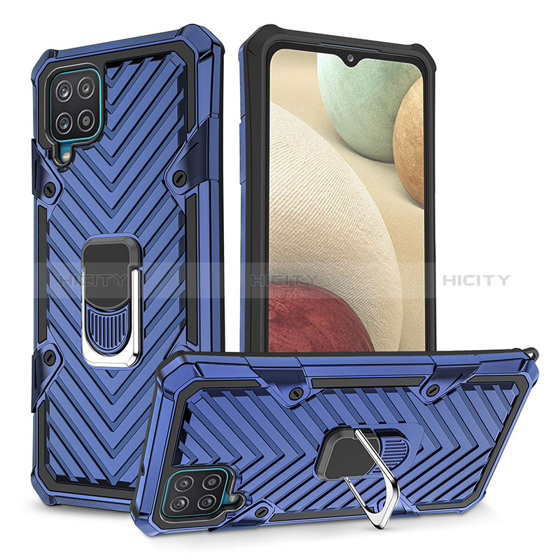 Custodia Silicone e Plastica Opaca Cover con Magnetico Anello Supporto YF1 per Samsung Galaxy A12 Nacho