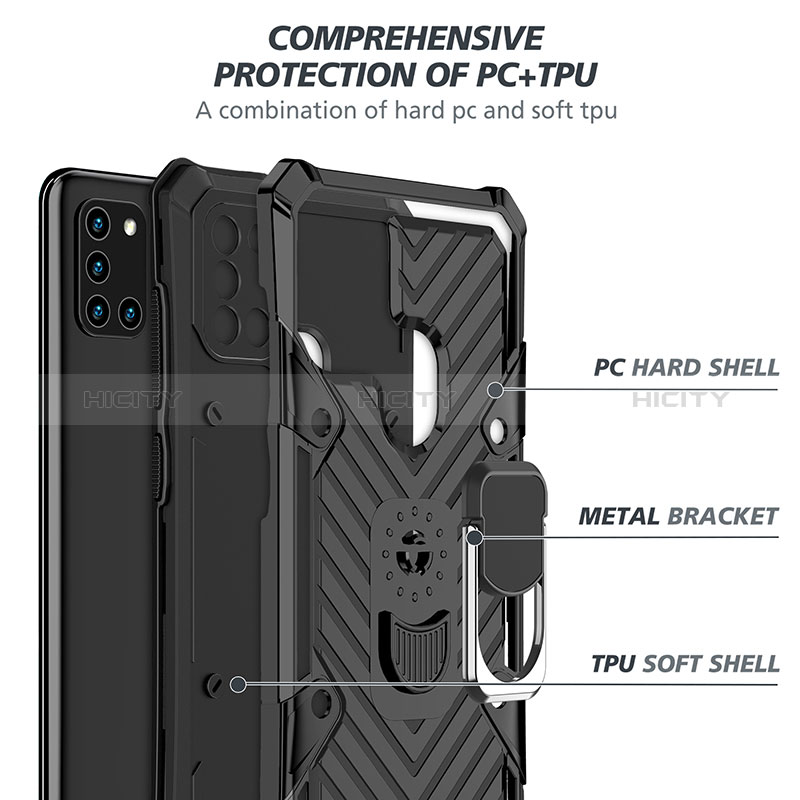 Custodia Silicone e Plastica Opaca Cover con Magnetico Anello Supporto YF1 per Samsung Galaxy A21s
