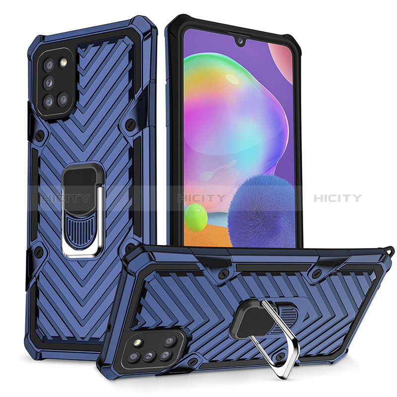 Custodia Silicone e Plastica Opaca Cover con Magnetico Anello Supporto YF1 per Samsung Galaxy A31