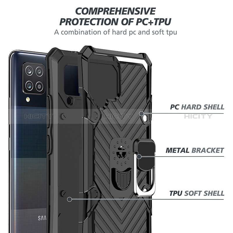 Custodia Silicone e Plastica Opaca Cover con Magnetico Anello Supporto YF1 per Samsung Galaxy A42 5G