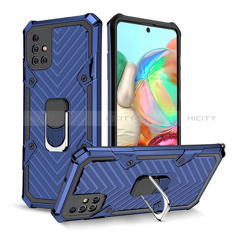 Custodia Silicone e Plastica Opaca Cover con Magnetico Anello Supporto YF1 per Samsung Galaxy A71 4G A715