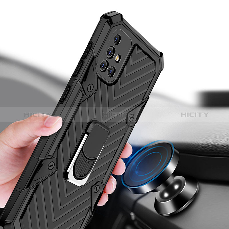 Custodia Silicone e Plastica Opaca Cover con Magnetico Anello Supporto YF1 per Samsung Galaxy A71 5G