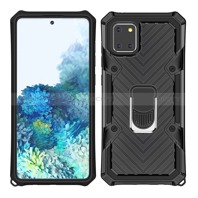 Custodia Silicone e Plastica Opaca Cover con Magnetico Anello Supporto YF1 per Samsung Galaxy A81