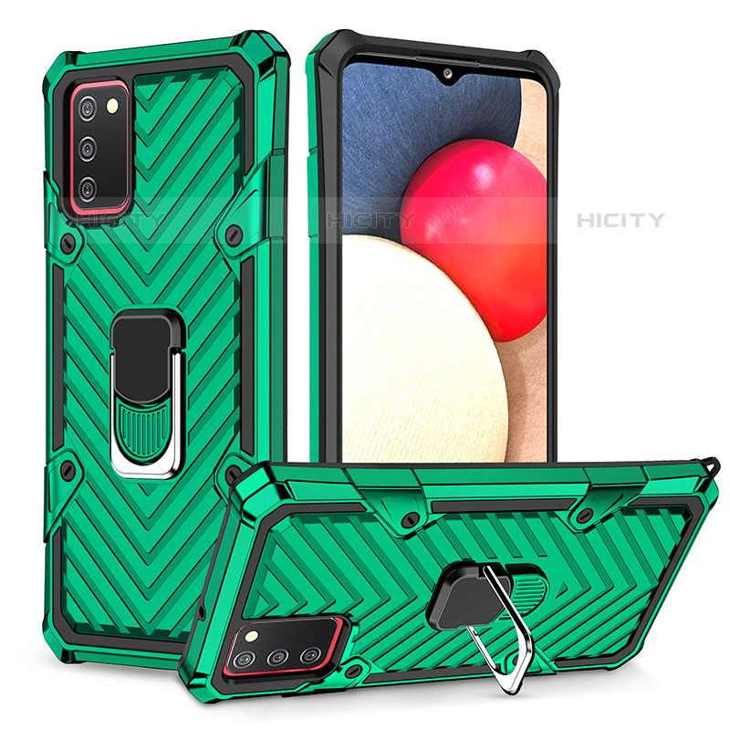 Custodia Silicone e Plastica Opaca Cover con Magnetico Anello Supporto YF1 per Samsung Galaxy M02s