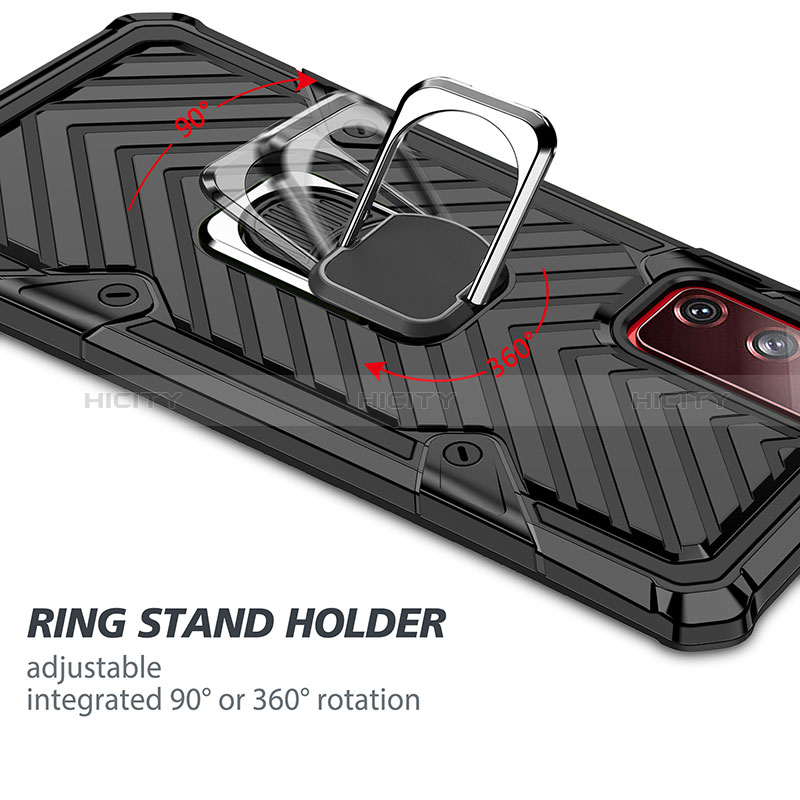 Custodia Silicone e Plastica Opaca Cover con Magnetico Anello Supporto YF1 per Samsung Galaxy S20 FE 5G