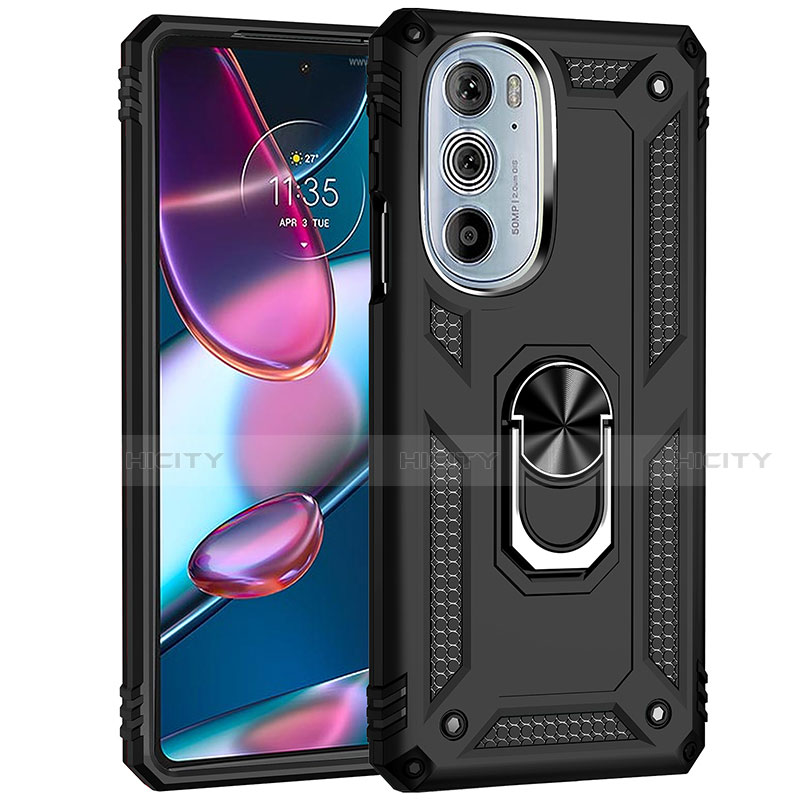 Custodia Silicone e Plastica Opaca Cover con Magnetico Anello Supporto Z01 per Motorola Moto Edge 30 Pro 5G