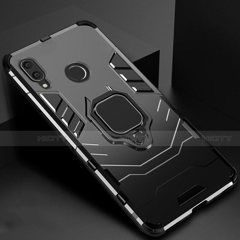 Custodia Silicone e Plastica Opaca Cover con Magnetico Anello Supporto Z01 per Xiaomi Redmi 7 Nero