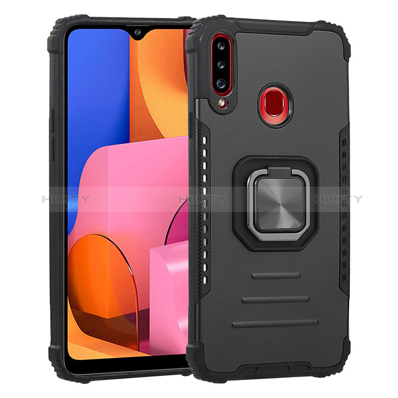 Custodia Silicone e Plastica Opaca Cover con Magnetico Anello Supporto ZJ2 per Samsung Galaxy A20s