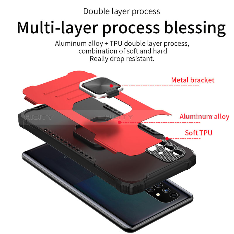 Custodia Silicone e Plastica Opaca Cover con Magnetico Anello Supporto ZJ2 per Samsung Galaxy A51 5G