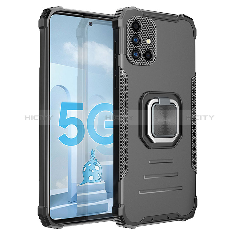 Custodia Silicone e Plastica Opaca Cover con Magnetico Anello Supporto ZJ2 per Samsung Galaxy A51 5G Nero