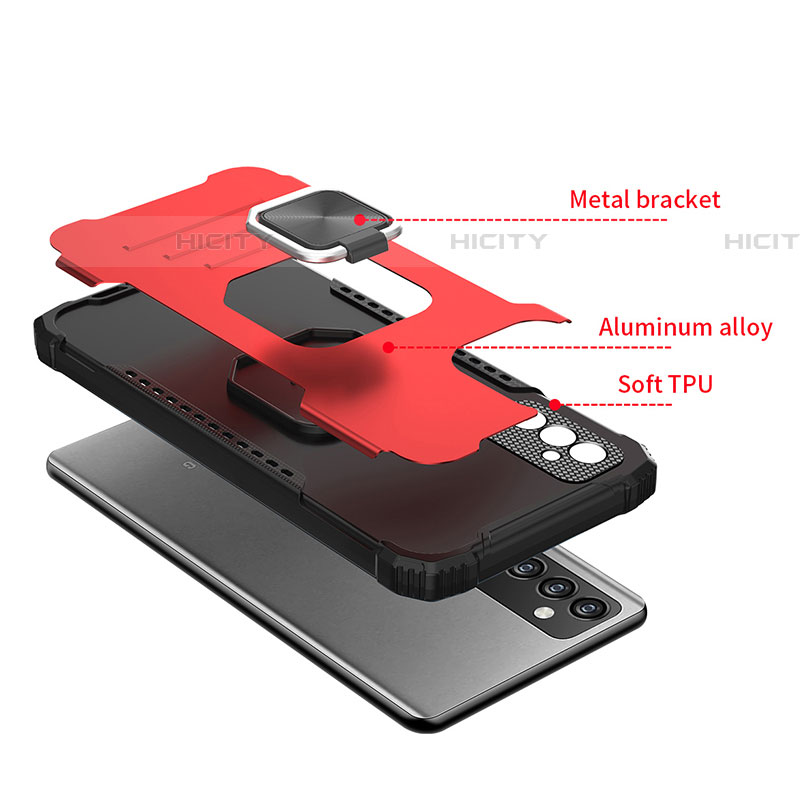 Custodia Silicone e Plastica Opaca Cover con Magnetico Anello Supporto ZJ2 per Samsung Galaxy A82 5G