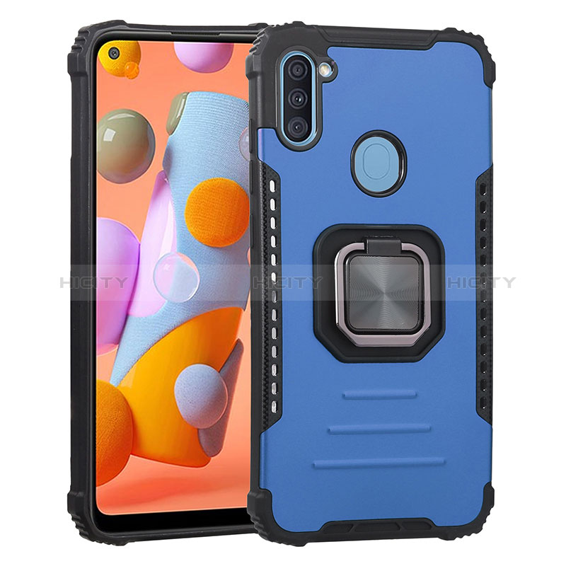 Custodia Silicone e Plastica Opaca Cover con Magnetico Anello Supporto ZJ2 per Samsung Galaxy M11