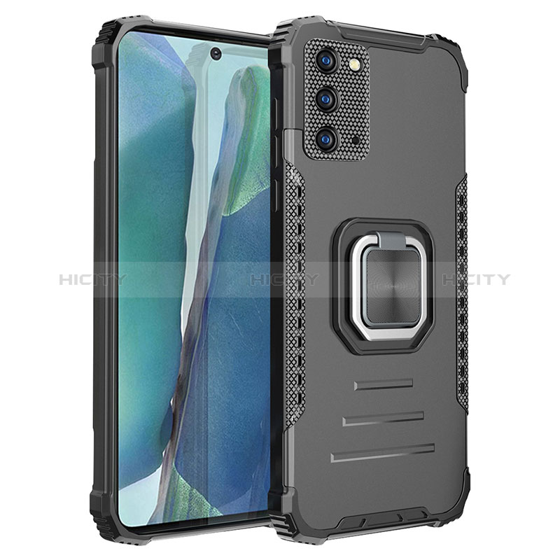 Custodia Silicone e Plastica Opaca Cover con Magnetico Anello Supporto ZJ2 per Samsung Galaxy Note 20 5G Nero