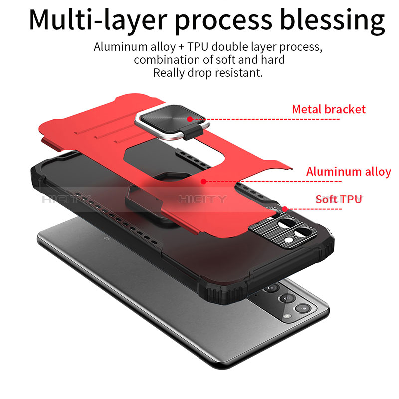Custodia Silicone e Plastica Opaca Cover con Magnetico Anello Supporto ZJ2 per Samsung Galaxy Note 20 Ultra 5G