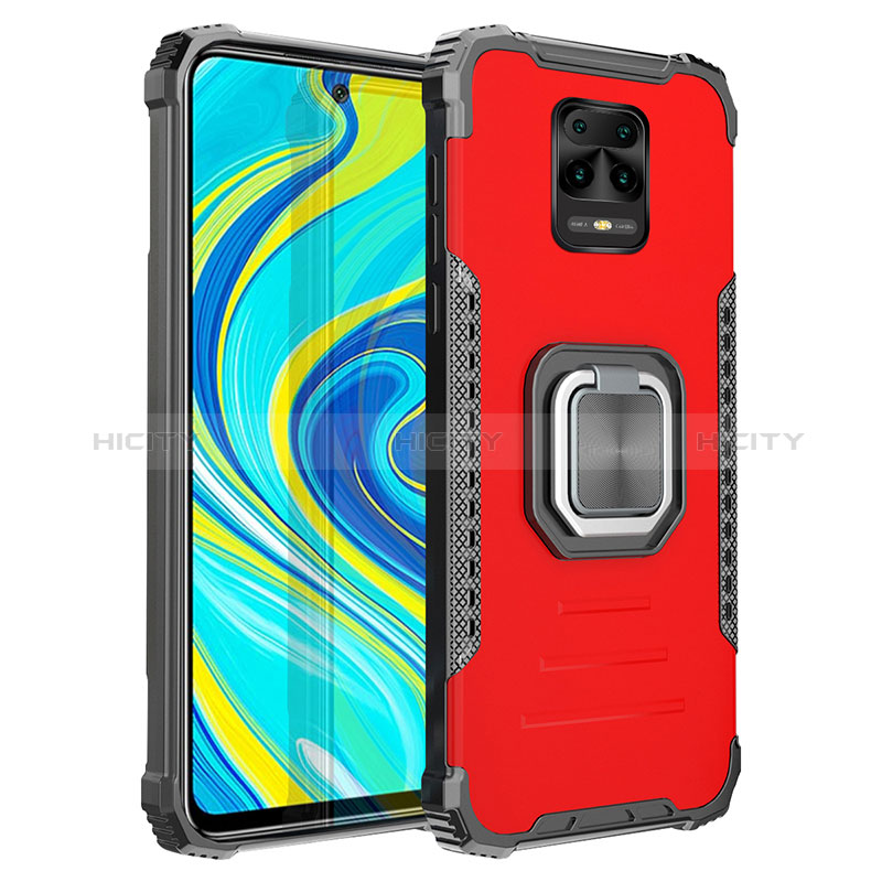 Custodia Silicone e Plastica Opaca Cover con Magnetico Anello Supporto ZJ2 per Xiaomi Redmi Note 9S