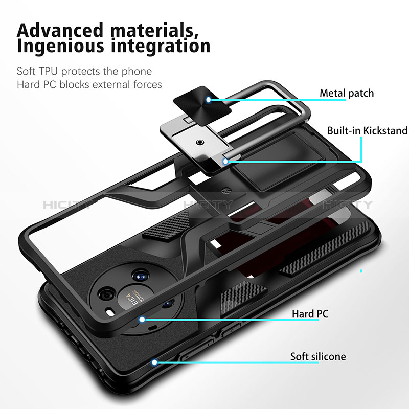 Custodia Silicone e Plastica Opaca Cover con Magnetico Anello Supporto ZL1 per Huawei Mate 40 Pro