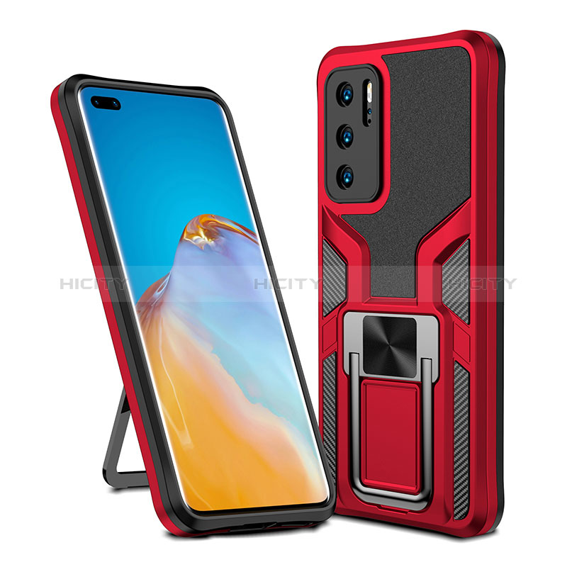 Custodia Silicone e Plastica Opaca Cover con Magnetico Anello Supporto ZL1 per Huawei P40