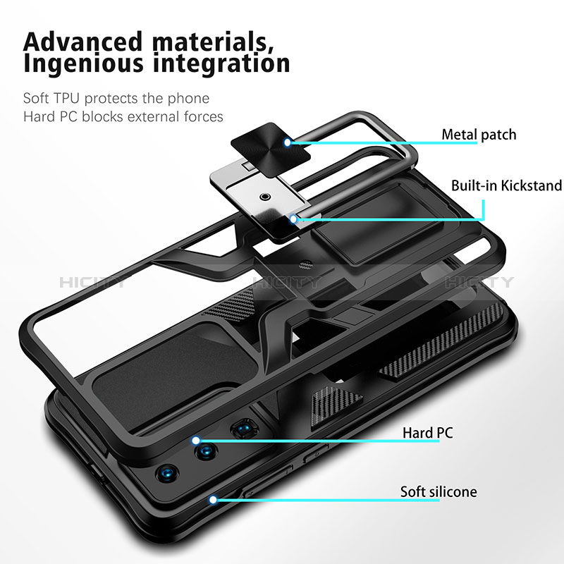 Custodia Silicone e Plastica Opaca Cover con Magnetico Anello Supporto ZL1 per Huawei P40 Pro